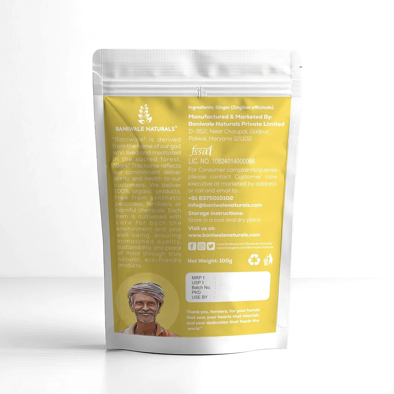 Baniwale Naturals Ginger Root Powder (100g)