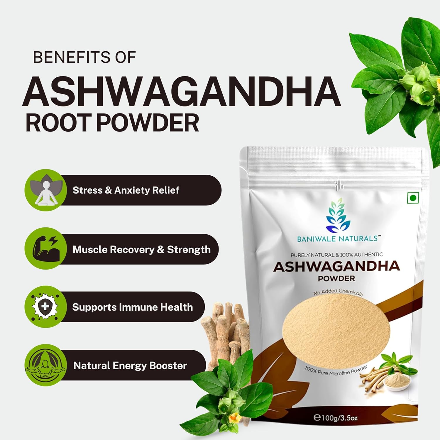 Baniwale Naturals Ashwagandha Root Powder (100g)